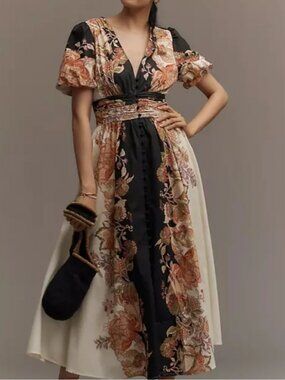 Anthropologie The Catalina Button Front Midi Dress size 2X